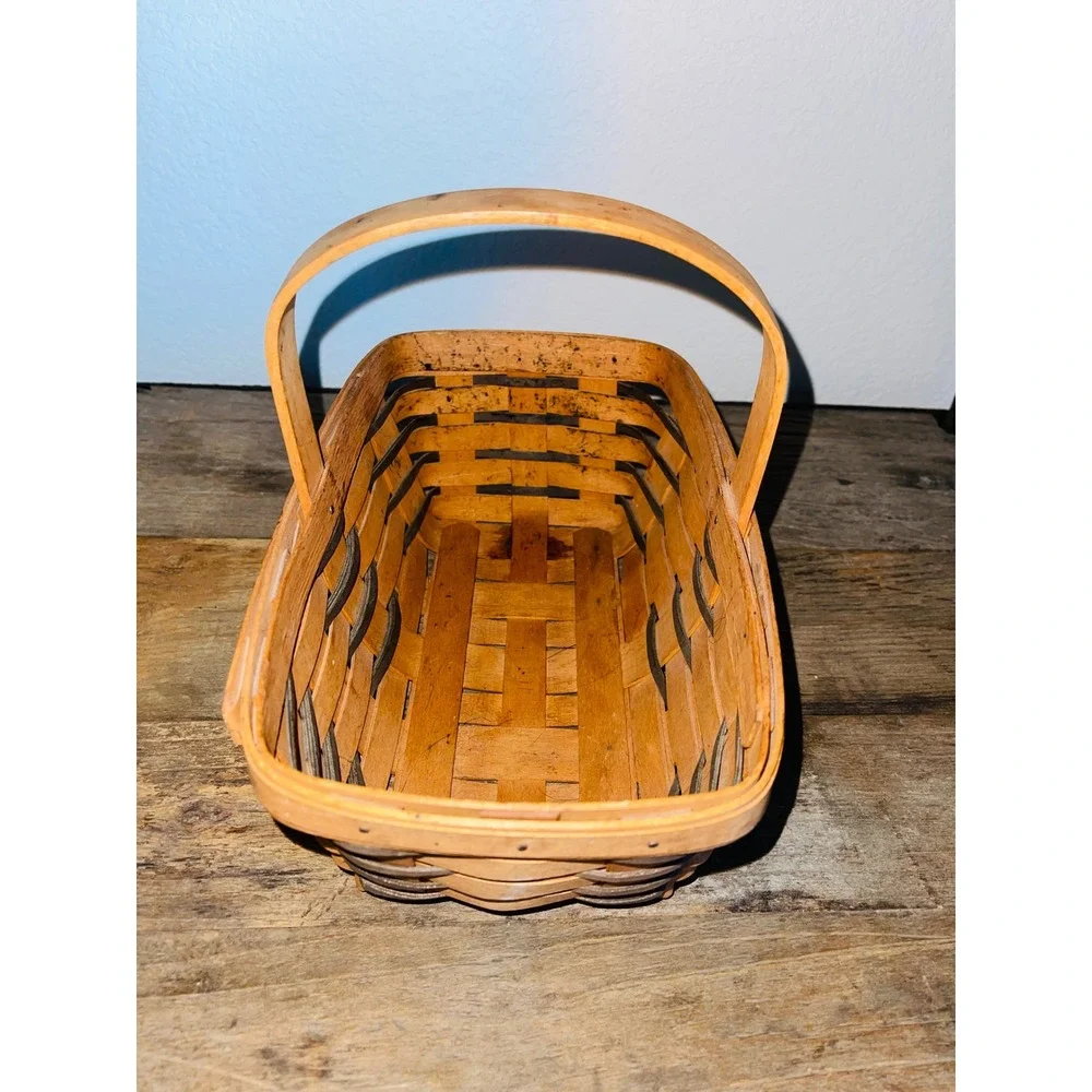 LONGABERGER 1992 Harvest Gathering Basket w/ Single Handle Signed & Dated Vtg